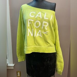 2010’s Hollister Neon Green Graphic Slouchy Pullover Sweater Size Medium